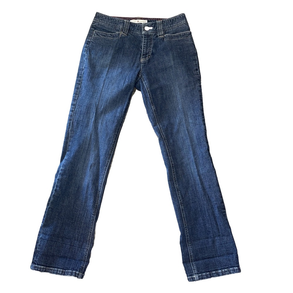 Tommy Hilfiger Blue Jeans Women's 6 Denim Logo Preppy 90s Cuff For Capris